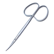 Precision Curved Eye Scissors, Ribbon Style Ring Handle With Polished Finish, Blunt Tips, 30mm Mid Screw To Tip, And Overall Length Of 4 1/4" (107mm)  